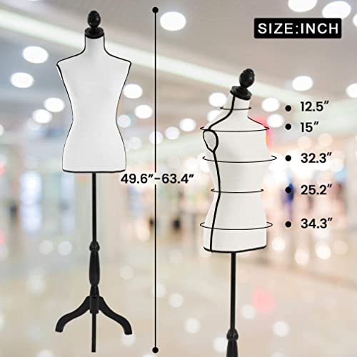 White Height Adjustable Dress Form Mannequin B11633