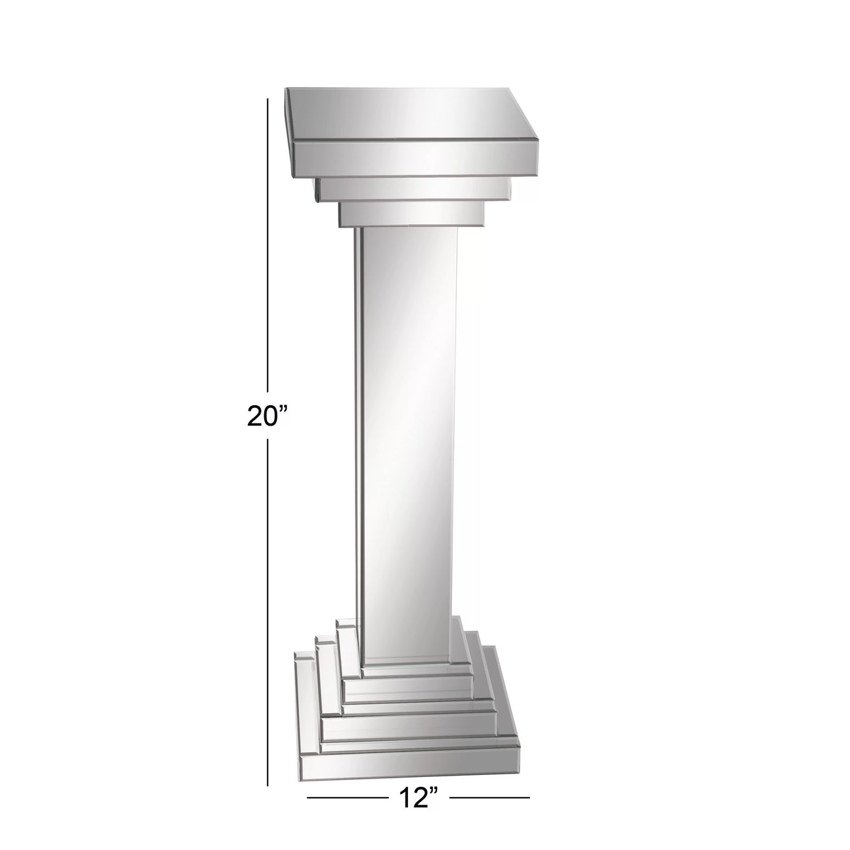12" x 36" Silver Glass Mirrored Pedestal Table M58606