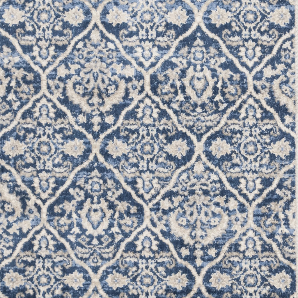 Navy Light Grey Geometric Area Rug D91915