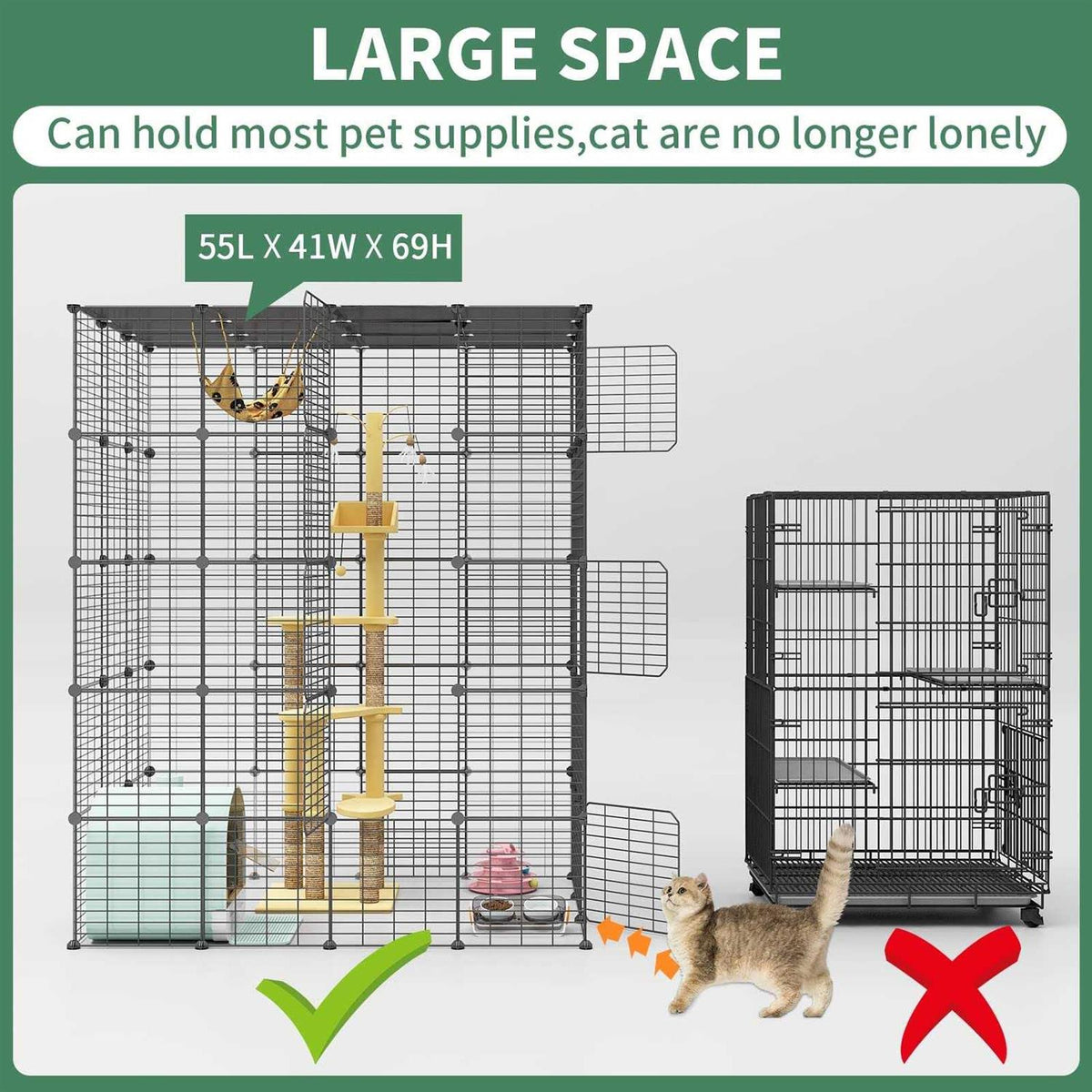 Large Cat Cage Metal Wire Kennels Crate U639