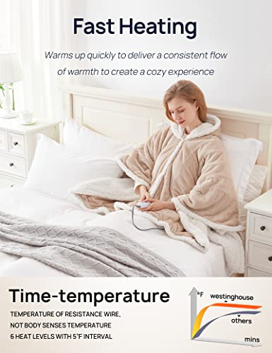 Light Grey 50 x 60 Inch Wearable Heated Throw Blanket D69393