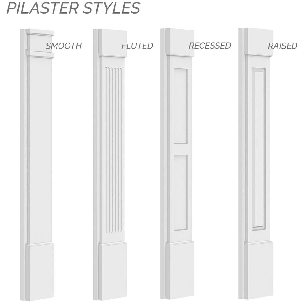 Two Equal Flat Panel PVC Pilaster with Decorative Capital & Base (Pair) U911462