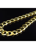 Yellow Gold Finish Sterling Silver Miami Cuban Link Chain Necklace K444893