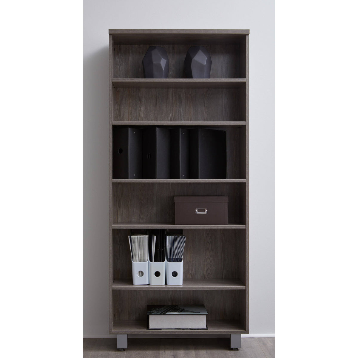 Contemporary Bookcase with 6 Shelves in Gray B952951