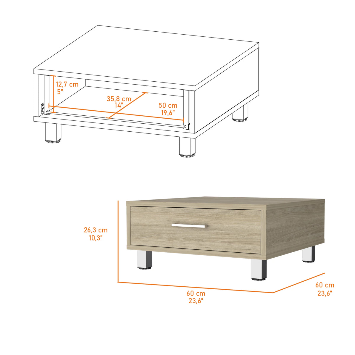 Light Pine 1-Drawer Coffee Table R23249