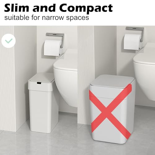 2 Pack Automatic Motion Sensor Trash Can, 2.5 Gallon + 4 Gallon White V68441