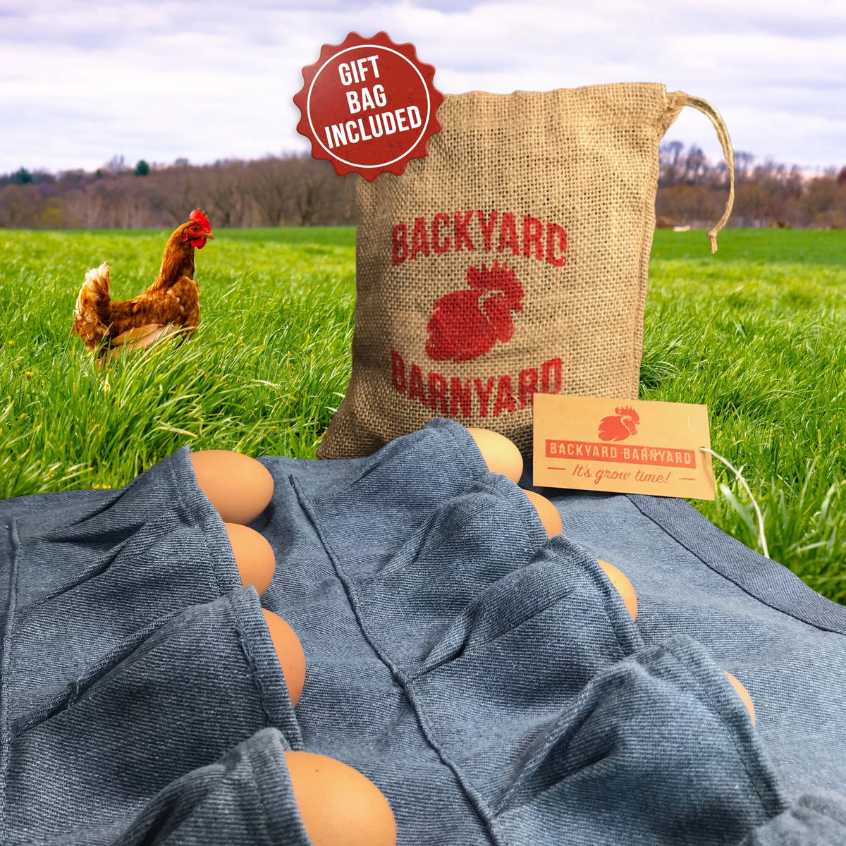 12 Pockets Soft Durable Denim Fabric Egg Gathering Apron F662158