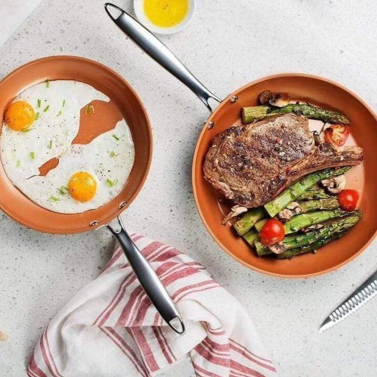 8" 10" 12" Nonstick Ceramic Chef's Skillet Set D40321