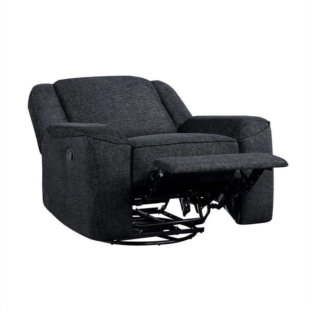 Ebony Chenille Upholstered Swivel Reclining Chair T8774