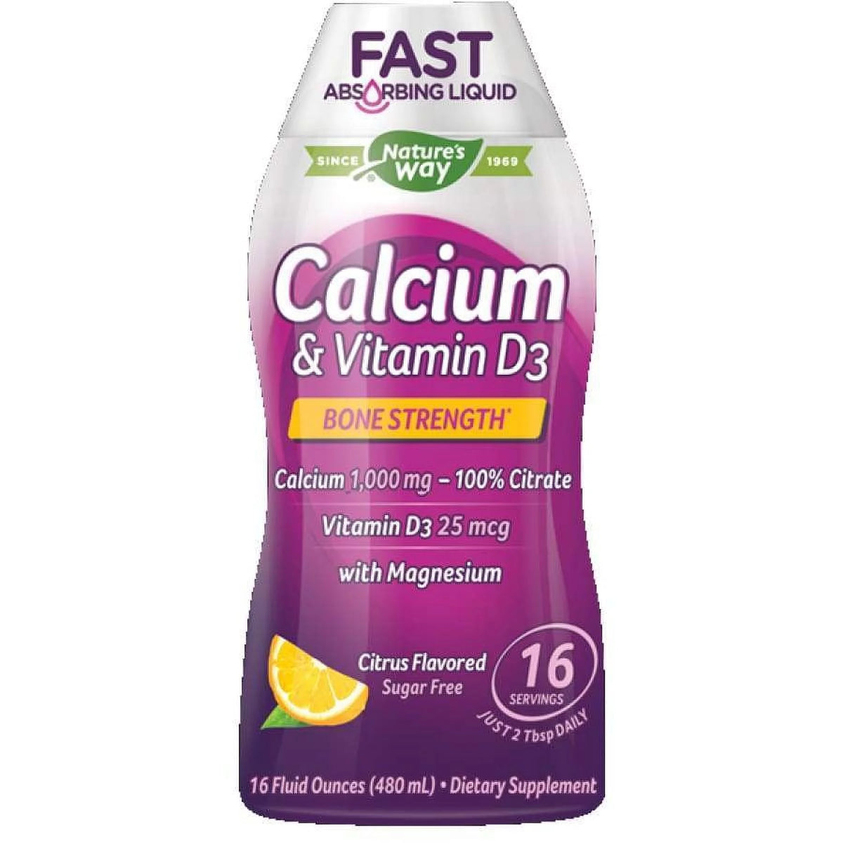 Calcium Citrate and Vitamin D3 Liquid, Natural Citrus, 16 Fl. oz, 6-Pack Z220138