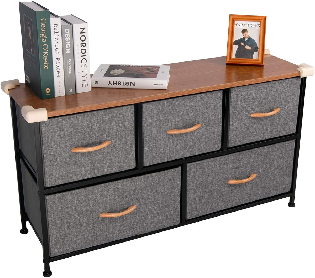 Brown 5-Drawer Storage Cabinet with Steel Frame Z3096