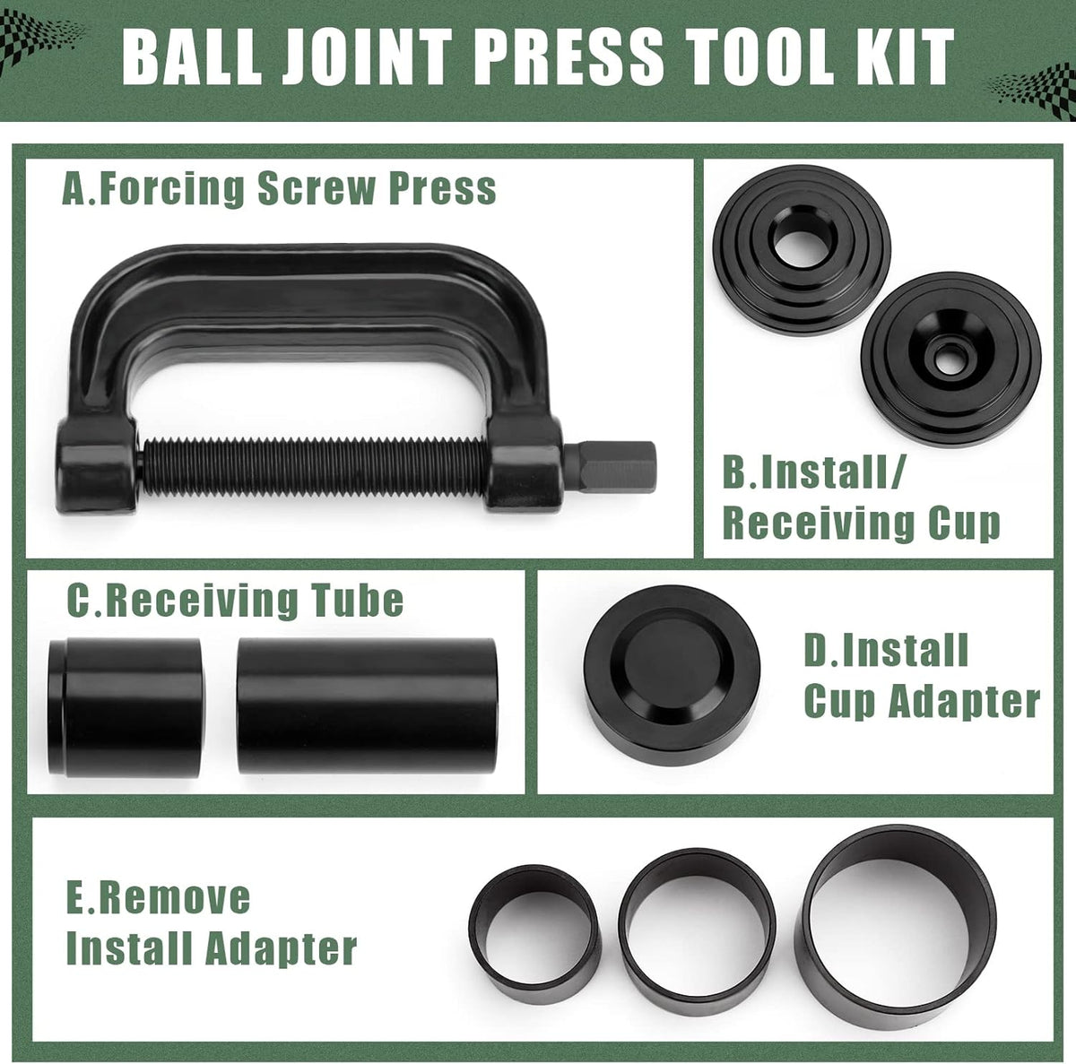 Ball Joint Press U Joint Removal Tool with 4-wheel Adapters I457