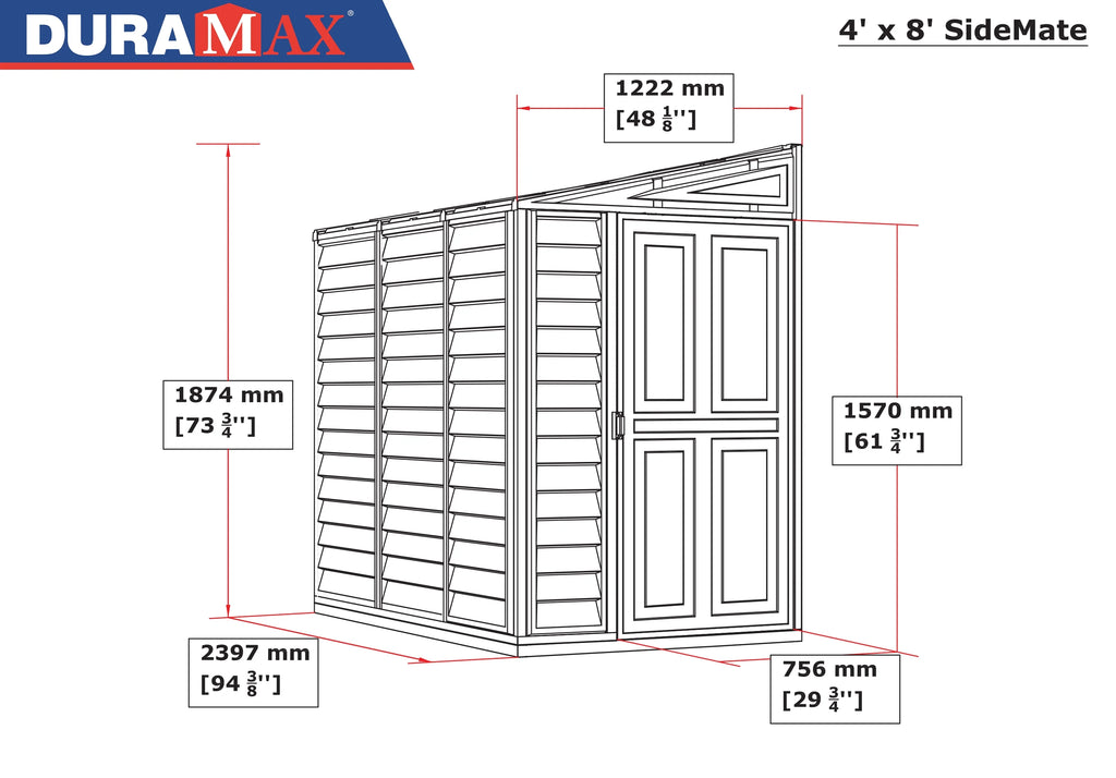 4ft x 8ft Vinyl Resin Outdoor Storage Shed I489625