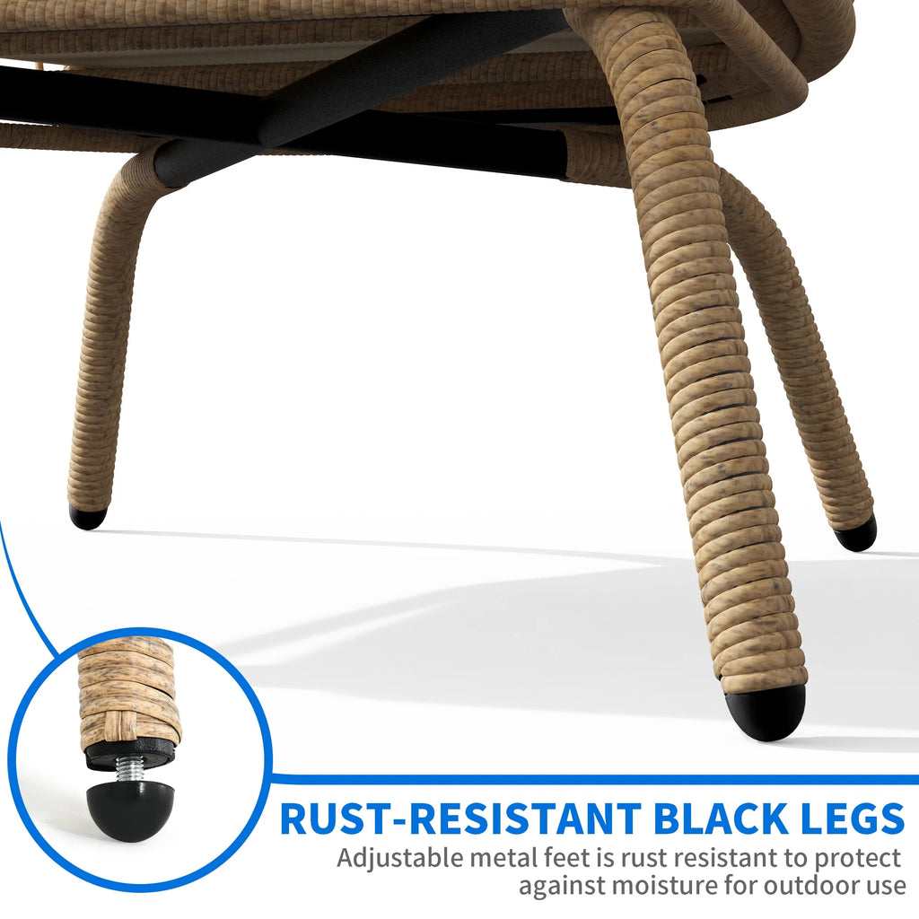 Oversized Wicker Egg Chair with Stand and Beige Cushions R229
