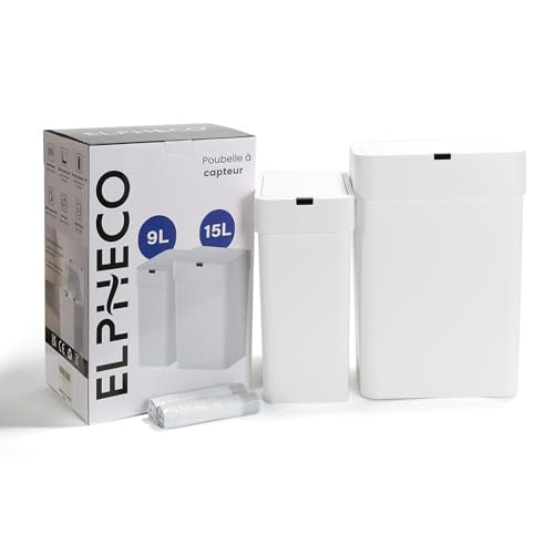 2 Pack Automatic Motion Sensor Trash Can, 2.5 Gallon + 4 Gallon White V68441
