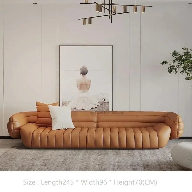 Yellow Light Grey Leather Sofa A43027