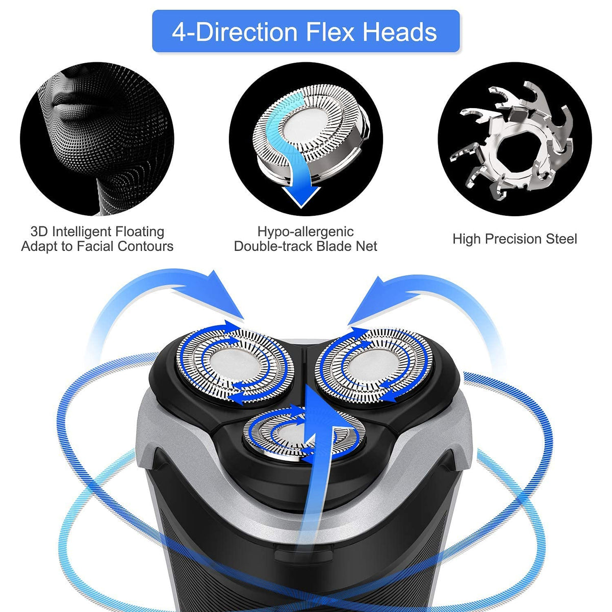 Black 3D Rotary Electric Shaver Pack of 2 U78032
