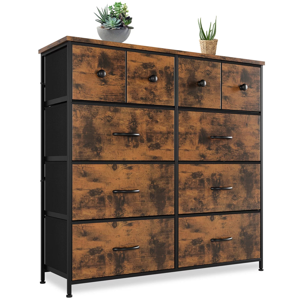 10 Drawer Tall Dresser with Wooden Top O2700