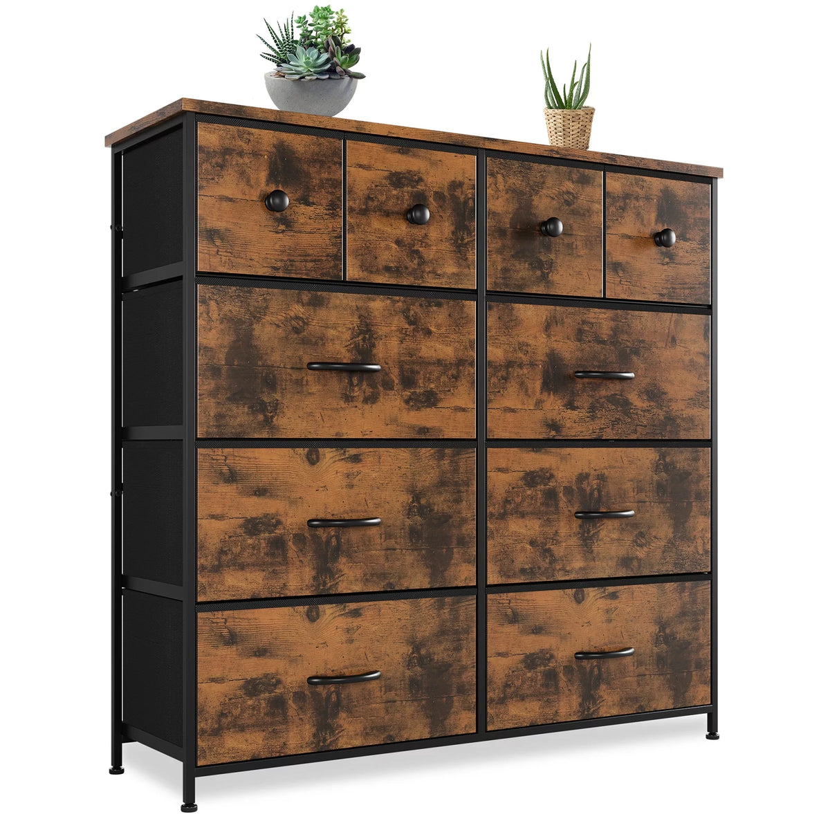 10 Drawer Tall Dresser with Wooden Top O2700