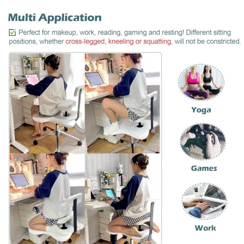 White Ergonomic Cross Legged Kneeling Office Chair with Brake Wheel B94043
