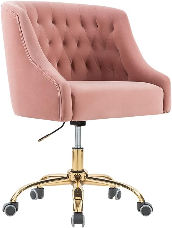 Pink Velvet Height Adjustable Office Chair O248