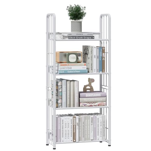 White 5 Tiers Tall Bookshelf Z9556
