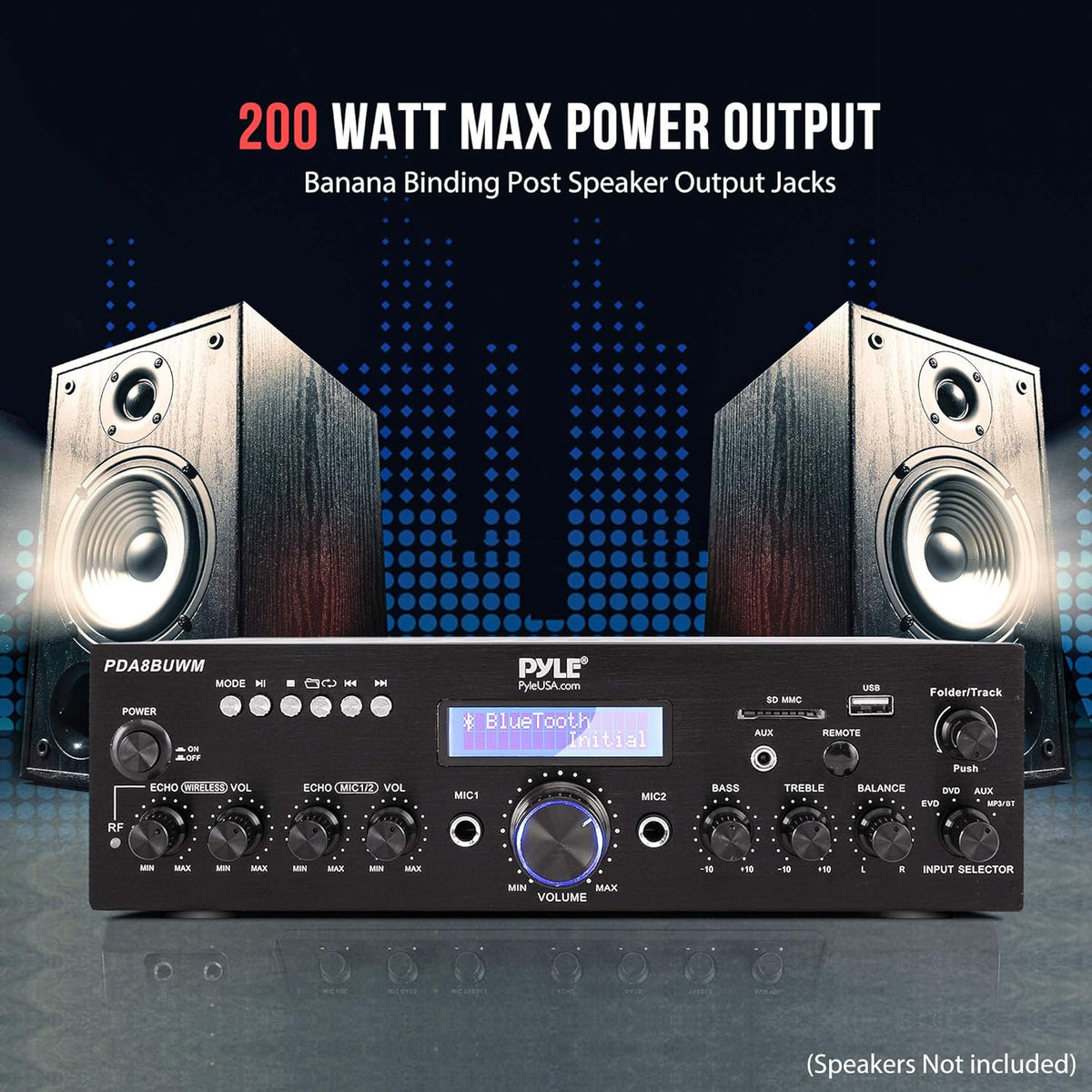 200W Dual Channel Wireless Microphone Power Amplifier System I428624
