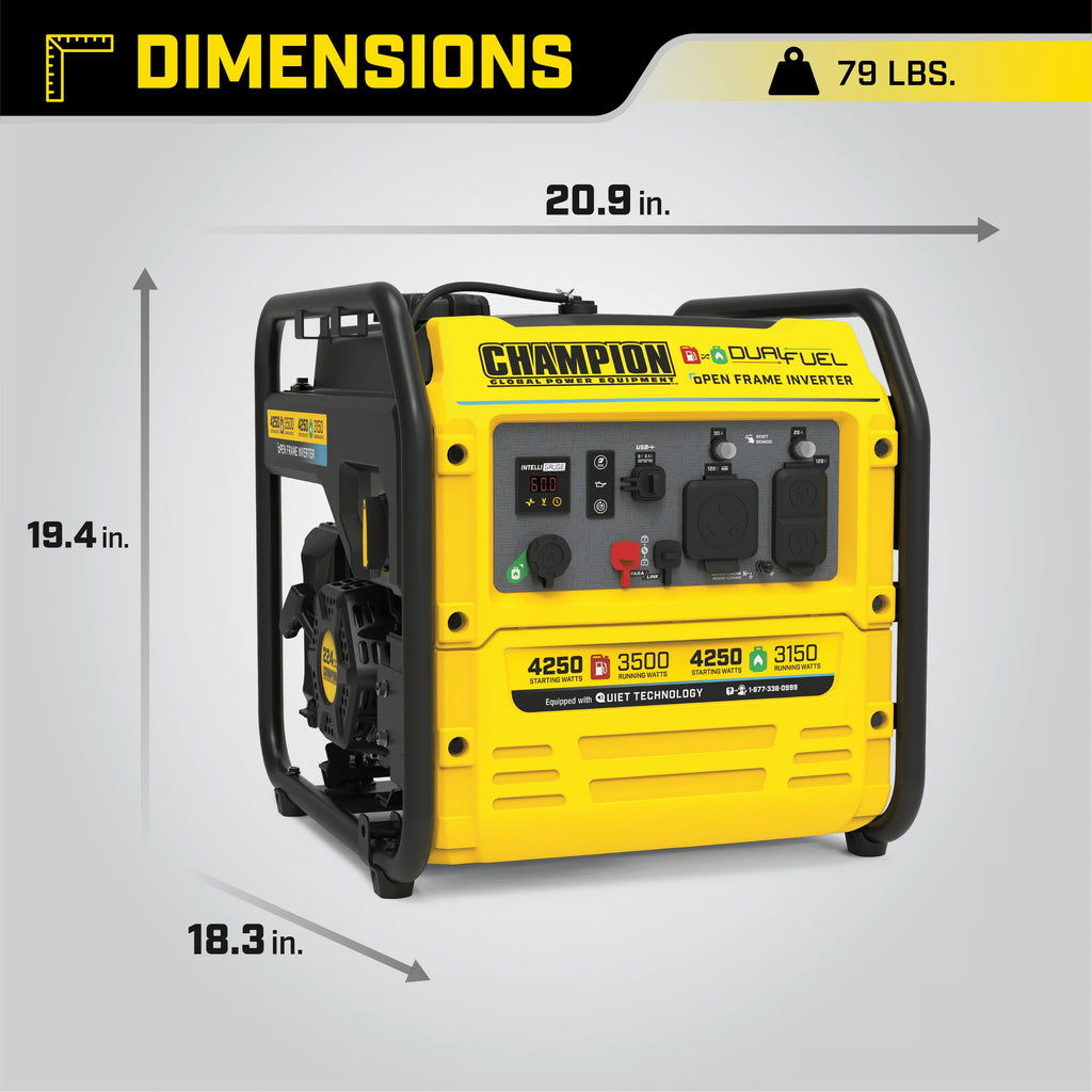4250-Watt Dual Fuel Open Frame Inverter Generator L418868