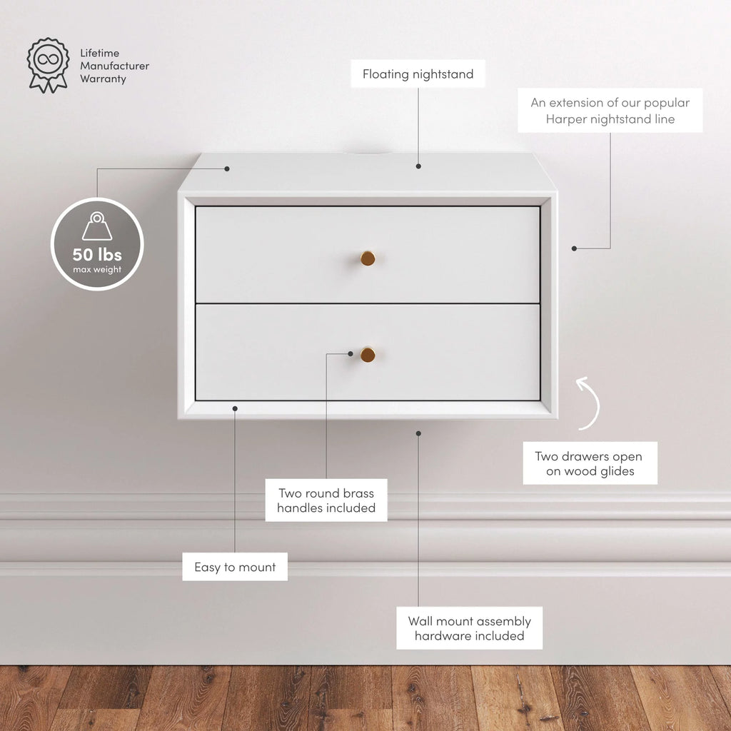 Wall Mounted Nightstand with Drawers Z11458