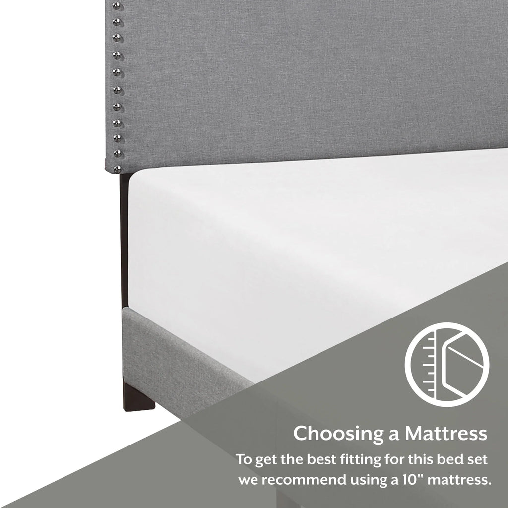 Cream Upholstered Full Platform Bed A41826
