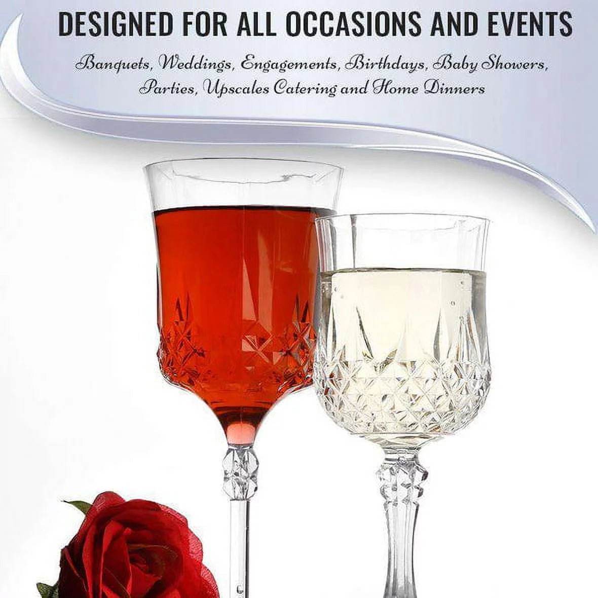 8 oz Crystal Cut Plastic Wine Glasses 48ct O5030