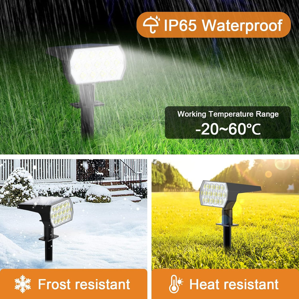 6 Pack 52 LED 3 Modes IP65 Waterproof Solar Spot Lights U828077
