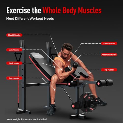 6 in 1 Weight Bench Set with Leg Extension and Preacher Curl F480760