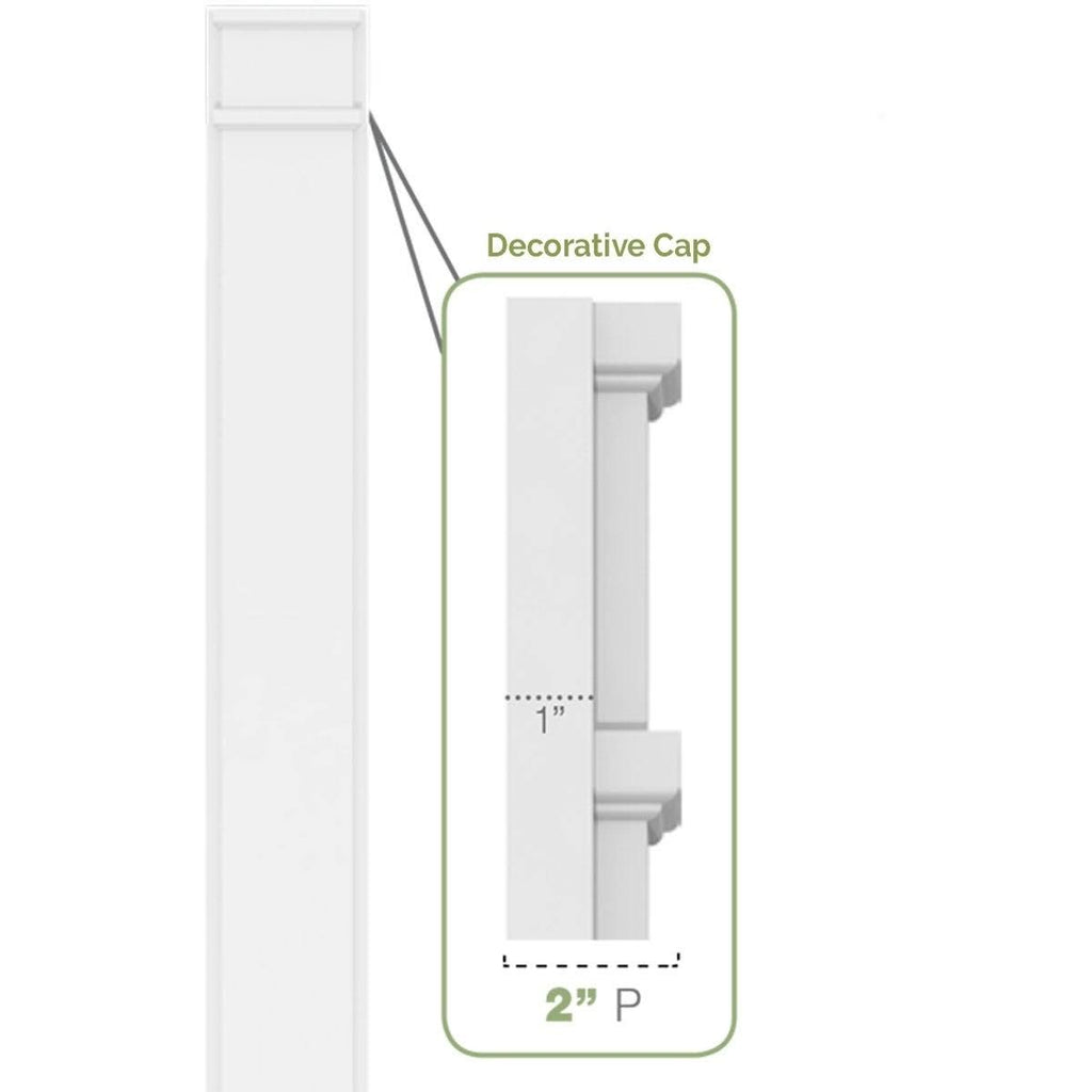 Two Equal Flat Panel PVC Pilaster with Decorative Capital & Base (Pair) U911462