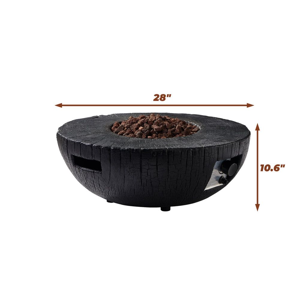 28" Outdoor Fire Pit Propane Fire Pit with Waterproof Cover and Lava Rocks T534895