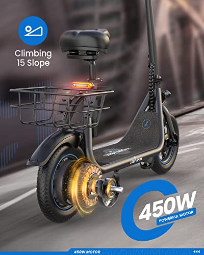 Electric Scooter with Seat, 450W Motor, Foldable D372