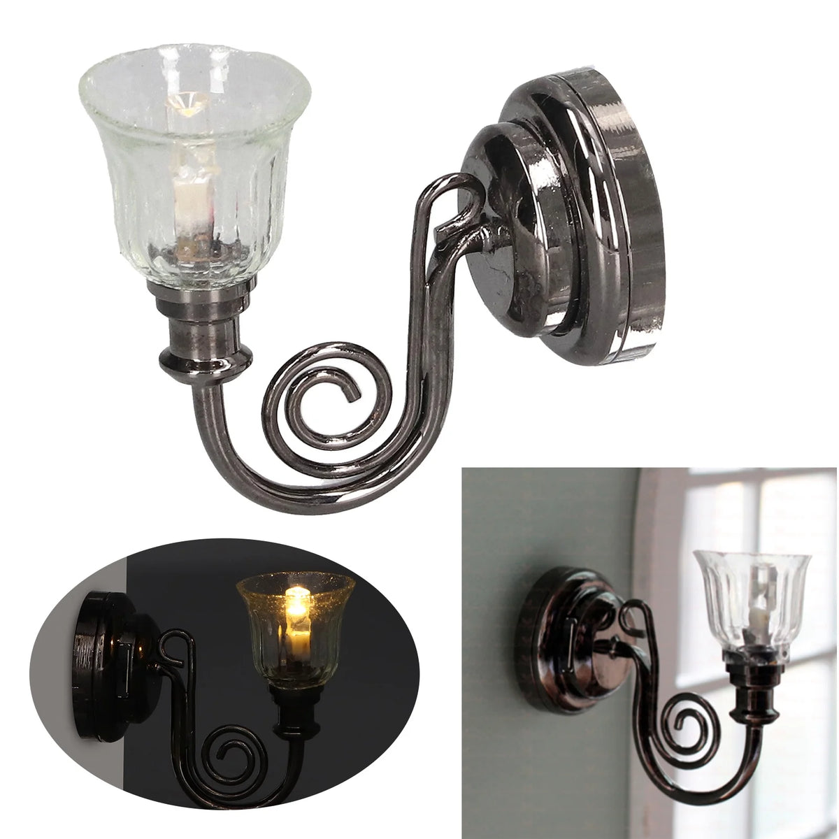 Dollhouse Wall Lamp Miniature Lantern Light with Battery L512