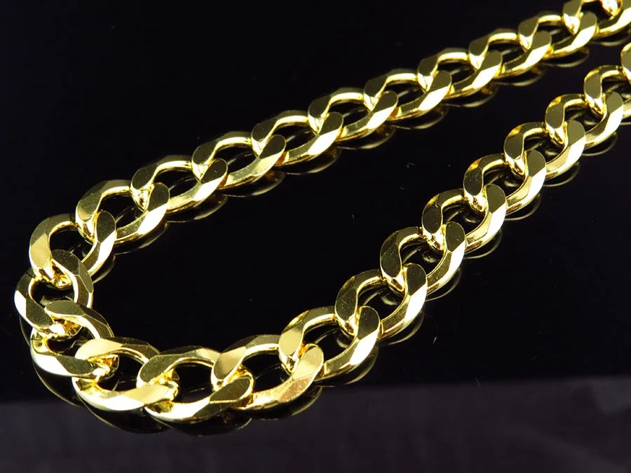 Yellow Gold Finish Sterling Silver Miami Cuban Link Chain Necklace K444893