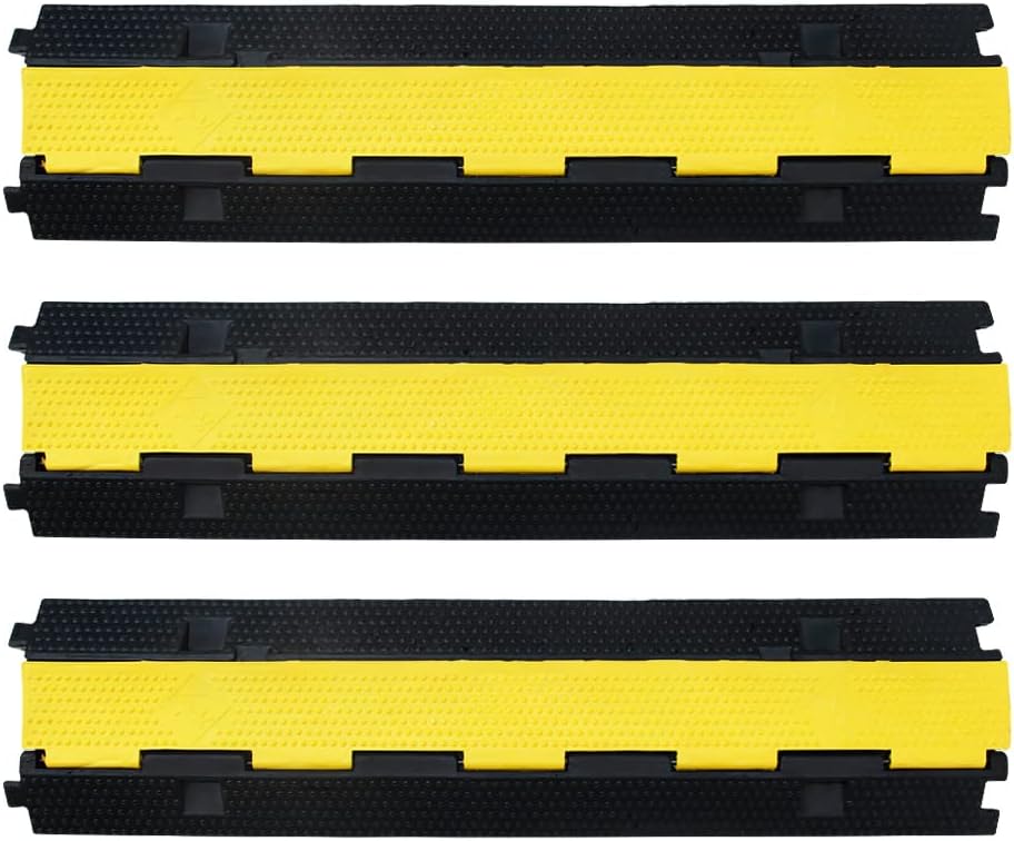 3Pack 39inch Traffic Speed Bumps Cable Protector, 11000lbs per Axle Capacity Rubber Pack of 2 R596
