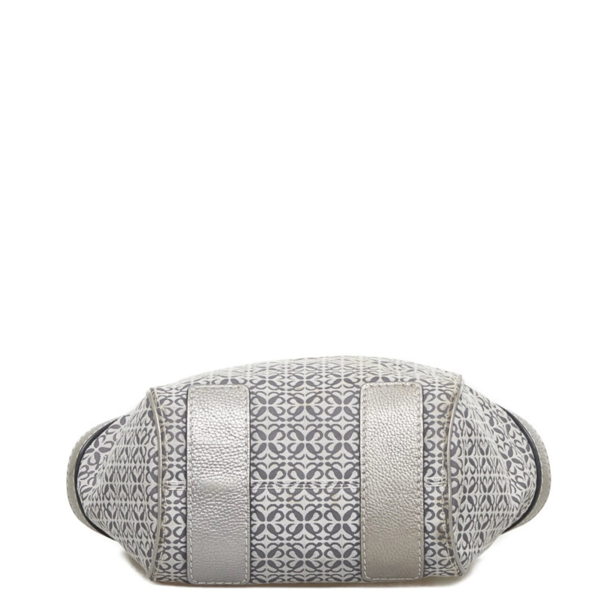 Gray Silver Canvas Leather Tote Bag R78947