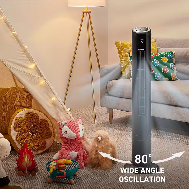 Black 5 Speed Wi-Fi Digital Tower Fan I341067