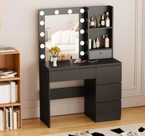 White Vanity Desk Set with Mirror & Light V12088