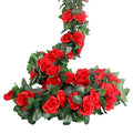 4PCS(28.8FT) Red Artificial Silk Rose Garlands Z10688