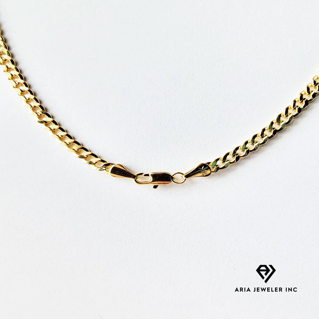 14k Bonded Gold Necklace with Oval Rose Pendant, 14K Cuban Chain Necklace R5124