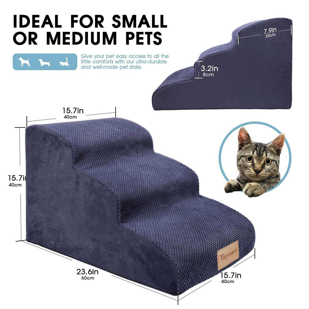 3 Tiers Non-Slip High Density Foam Dog Steps G40365