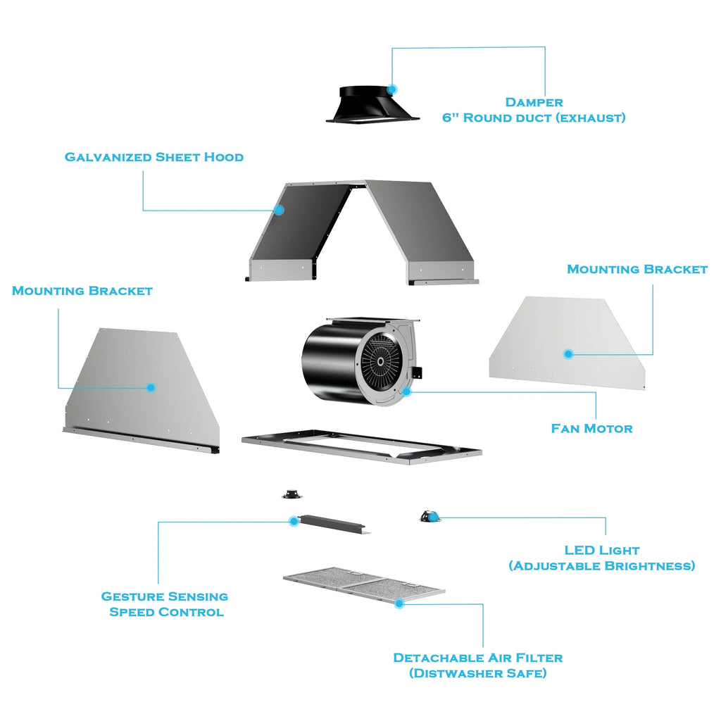 30 Inch 900 CFM Stainless Steel Insert Range Hood O807