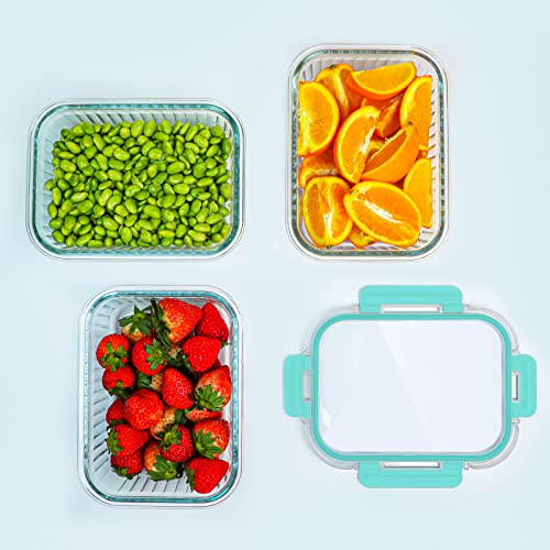 5 Packs 36 oz Glass Food Storage Containers with Lids, White H676