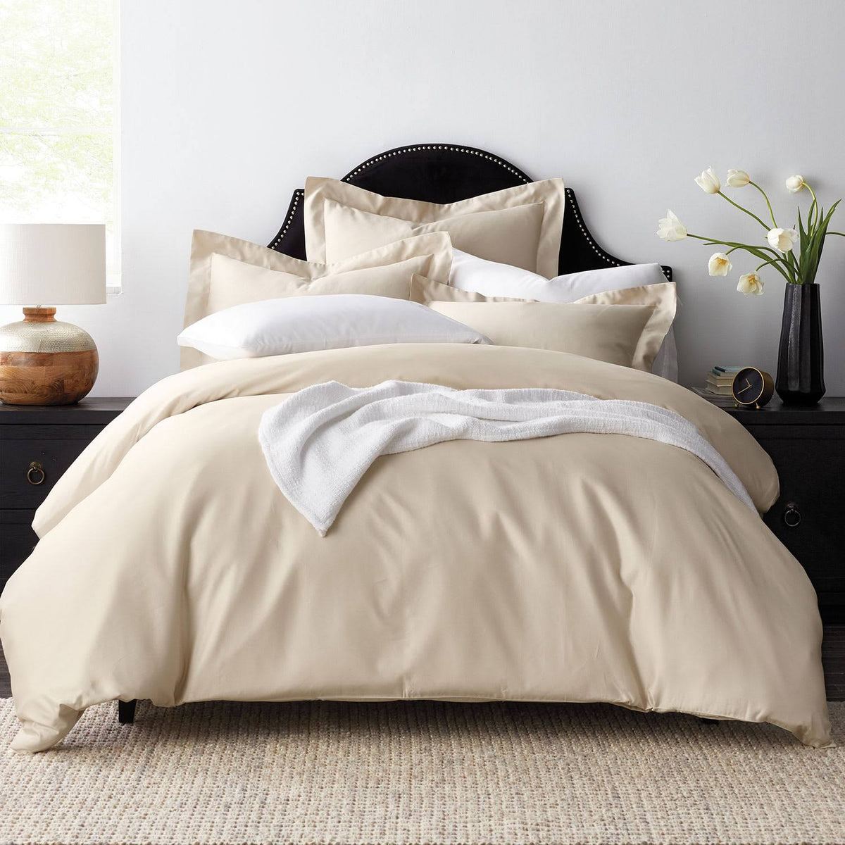 Pale Yellow Solid Egyptian Cotton Sateen Euro Sham L429626