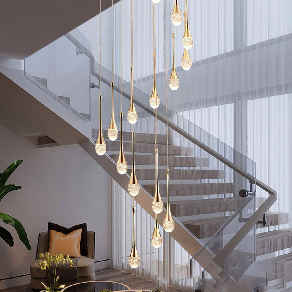 High Ceiling Dimmable Crystal Chandelier with LED Bulb Z1233