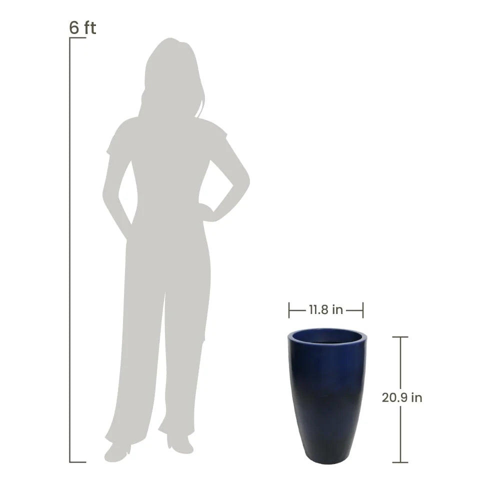 20.9-Inch Tall Round Pot Planter Dark Blue H570698